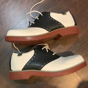 School Issue Black and White Saddle Shoes